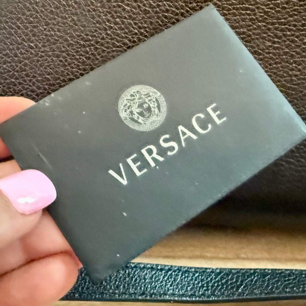 Versace Black Grained Calfskin Leather Virtus Satchel Top Handle Bag Tote Purse - Picture 8 of 15